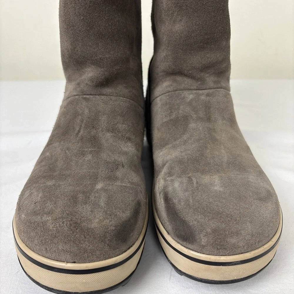 Sorel Glacy Waterproof Snow‎ Boots Suede Leather 6M Taupe